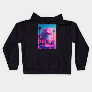 Vaporwave beach house Kids Hoodie